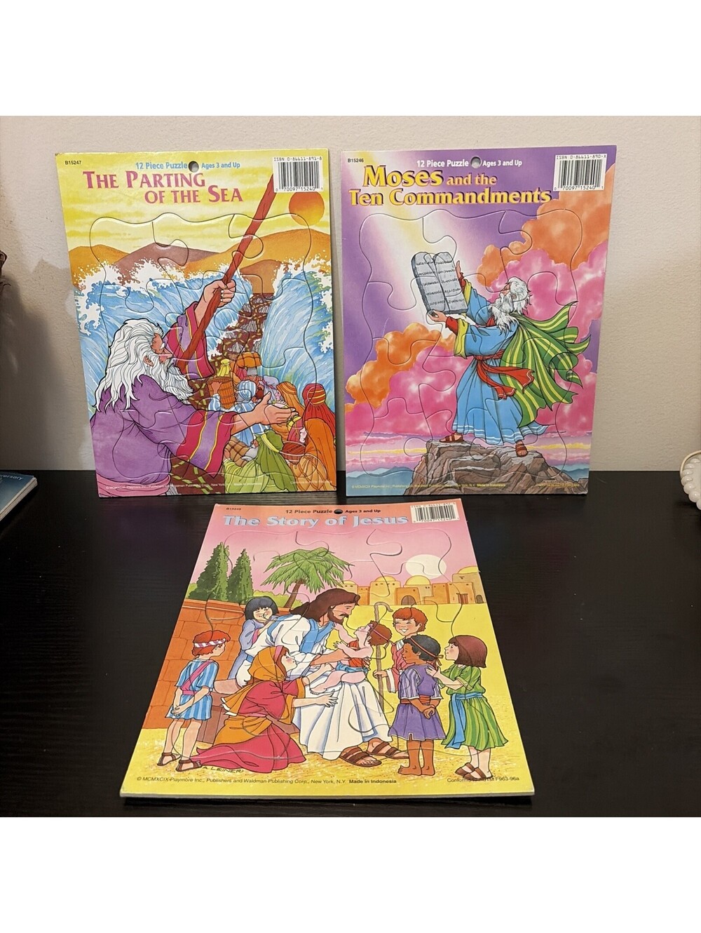 3 Vtg Religious Playmore, 1999, 12-Piece Frame Tray Puzzle Lot